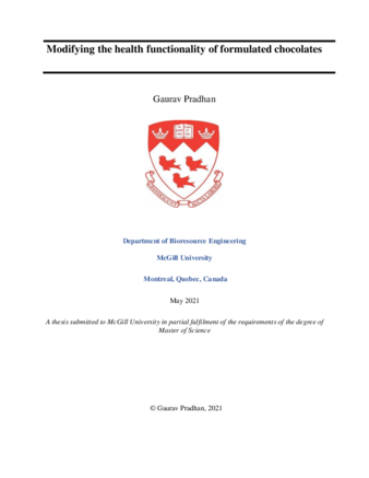 Modifying the health functionality of formulated chocolates thumbnail