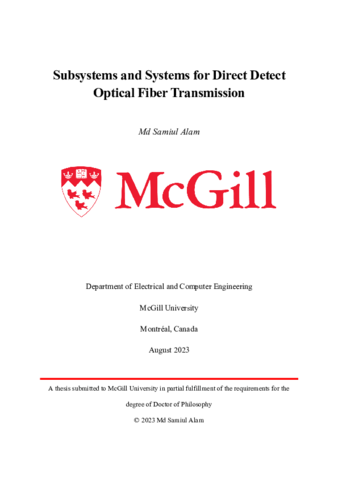 Subsystems and systems for direct detect optical fiber transmission thumbnail