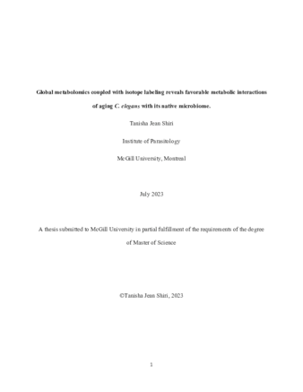 Global metabolomics coupled with isotope labeling reveals favorable metabolic interactions of aging «C. elegans» with its native microbiome. thumbnail