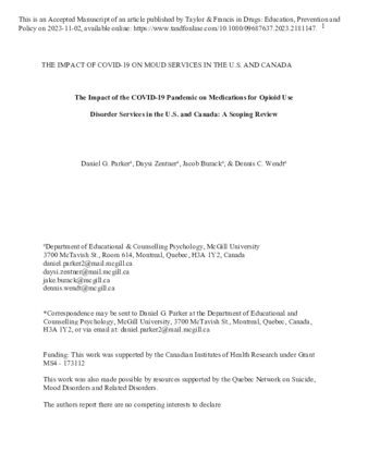 The impact of the COVID-19 pandemic on medications for opioid use disorder services in the U.S. and Canada: a scoping review thumbnail