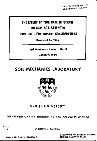 The effect of time rate of strain on clay soil strength part one - preliminary considerations thumbnail