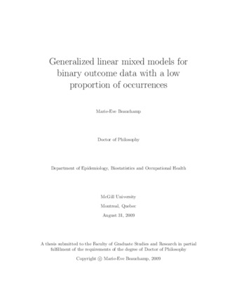 Generalized linear mixed models for binary outcome data with a low proportion of occurrences thumbnail