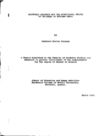 Household headship and the nutritional status of children in western Kenya thumbnail