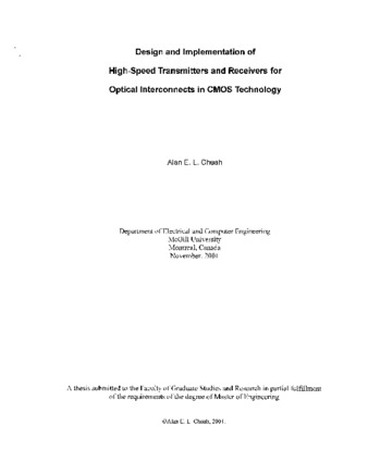 Design and implementation of high-speed transmitters and receivers for optical interconnects in CMOS technology thumbnail