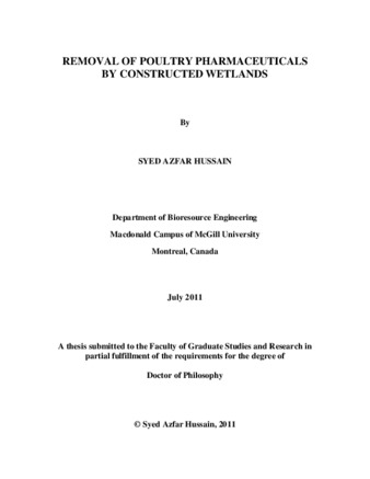 Removal of poultry pharmaceuticals by constructed wetlands thumbnail