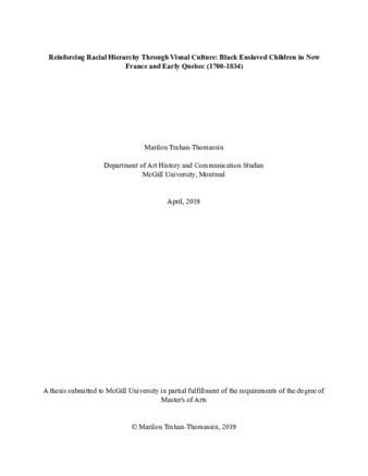 Reinforcing racial hierarchy through visual culture: black enslaved children in New France and early Quebec (1700-1834) thumbnail