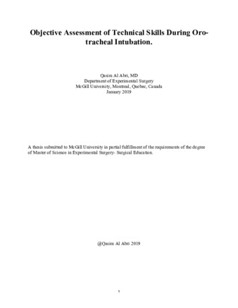 Objective assessment of technical skills during orotracheal intubation thumbnail