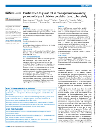 Incretin-based drugs and the risk of cholangiocarcinoma among patients with type 2 diabetes thumbnail