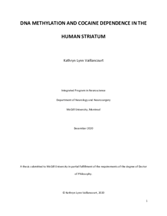 DNA methylation and cocaine dependence in the human striatum thumbnail