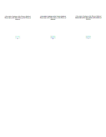 A Descriptive Catalogue of the Western Medieval Manuscripts of the Osler Library of the  History of Medicine thumbnail