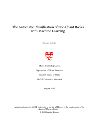 The automatic classification of Noh chant books with machine learning thumbnail