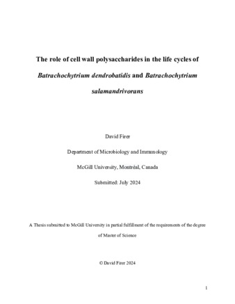 The role of cell wall polysaccharides in the life cycles of Batrachochytrium dendrobatidis and Batrachochytrium salamandrivorans thumbnail