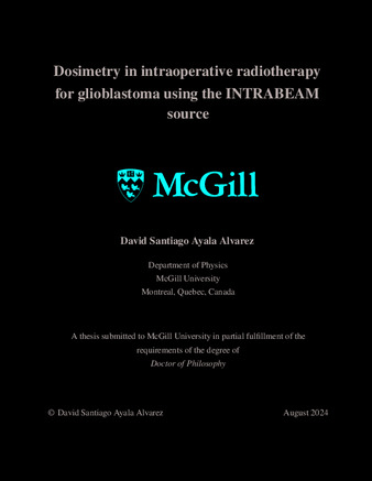 Dosimetry in intraoperative radiotherapy for glioblastoma using the INTRABEAM source thumbnail