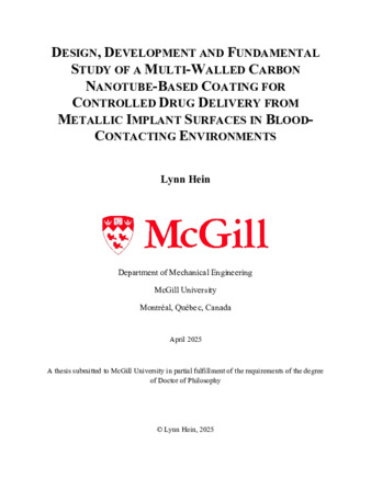 Design, development and fundamental study of a multi-walled carbon nanotube-based coating for controlled drug delivery from metallic implant surfaces in blood-contacting environments thumbnail