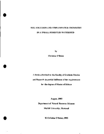 Soil solution and streamwater chemistry in a small forested watershed thumbnail