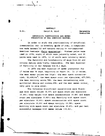 Artificial insemination and semen production of the American Kestrel. thumbnail