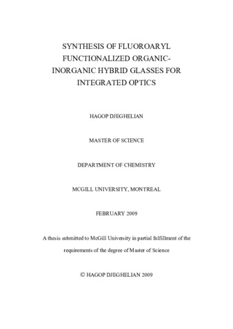 Synthesis of fluoroaryl functionalized organic-inorganic hybrid glasses for integrated optics thumbnail