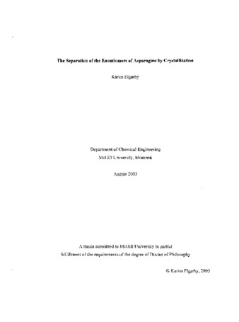 The separation of the enantiomers of asparagine by crystallization / thumbnail