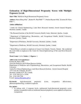 Estimation of High-Dimensional Propensity Scores with Multiple Exposure Levels. thumbnail