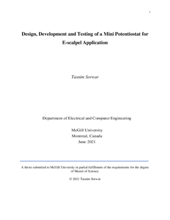 Design, development and testing of a mini potentiostat for E-scalpel application thumbnail