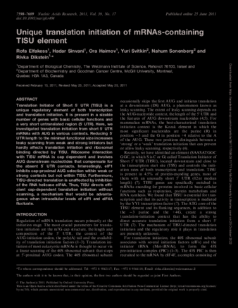 Unique translation initiation of mRNAs-containing TISU element thumbnail