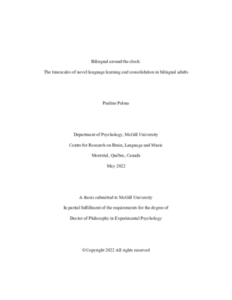 Bilingual around the clock: The timescales of novel language learning and consolidation in bilingual individuals thumbnail
