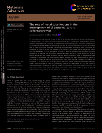 The role of metal substitutions in the development of Li batteries, part II: solid electrolytes thumbnail