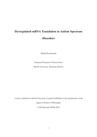 Dysregulated mRNA translation in autism spectrum disorders thumbnail