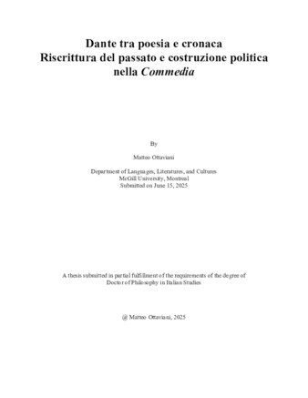 Dante tra poesia e cronaca  Riscrittura del passato e costruzione politica nella Commedia thumbnail