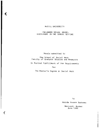 Childhood sexual abuse : disclosure in the school setting thumbnail