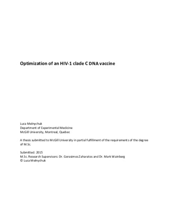 Optimization of an HIV-1 clade C DNA vaccine thumbnail