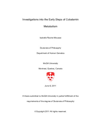 Investigations into the early steps of cobalamin metabolism thumbnail