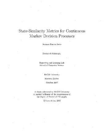 State-similarity metrics for continuous Markov decision processes thumbnail