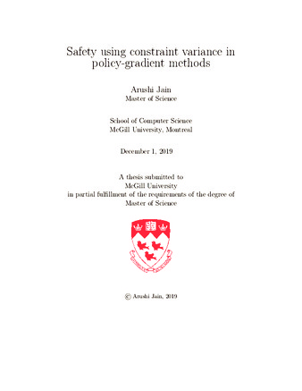 Safety using constraint variance in policy-gradient methods thumbnail