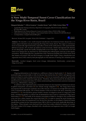 A New Multi-Temporal Forest Cover Classification for the Xingu River Basin, Brazil thumbnail