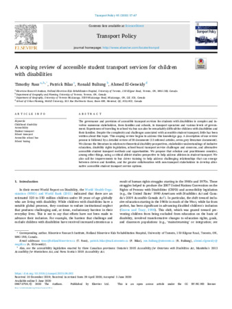 A scoping review of accessible student transport services for children with disabilities thumbnail