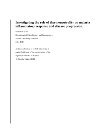 Investigating the role of thermoneutrality on malaria inflammatory response and disease progression thumbnail