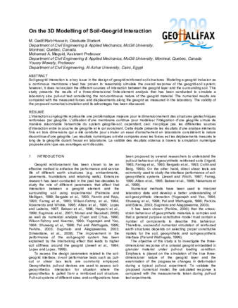 On the three-dimensional modeling of soil-geogrid interaction thumbnail