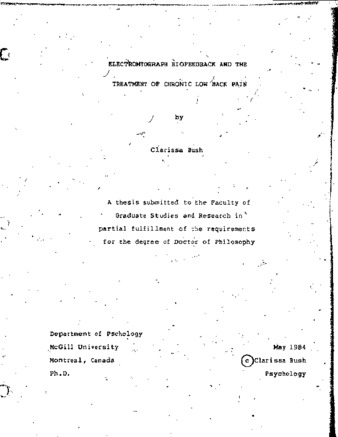 Electromyograph biofeedback and the treatment of chronic low back pain thumbnail