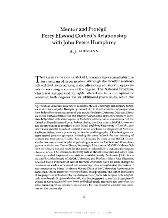 Mentor and Protege: Percy Ellwood Corbett's Relationship with John Peters Humphrey thumbnail