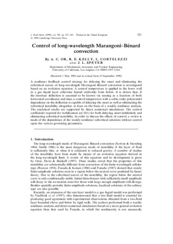 Control of long-wavelength Marangoni-Bénard convection thumbnail