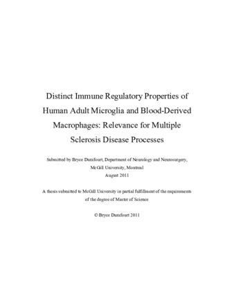 Distinct immune regulatory properties of human adult microglia and blood-derived macrophages: relevance for multiple sclerosis disease processes thumbnail