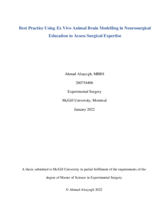 Best practice using «Ex Vivo» animal brain modelling in neurosurgical education to assess surgical expertise thumbnail