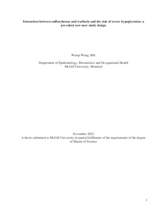 Interaction between sulfonylureas and warfarin and the risk of severe hypoglycemia: a prevalent new-user study design thumbnail