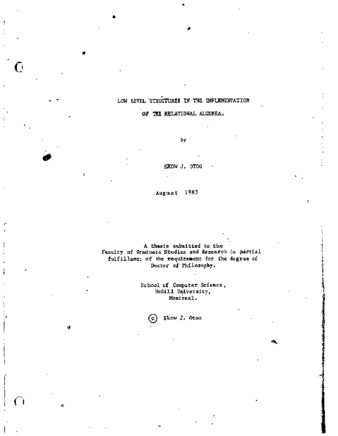 Low level structures in the implementation of the relational algebra thumbnail