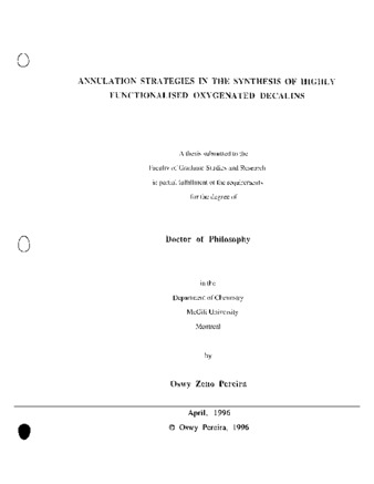 Annulation strategies in the synthesis of highly functionalised oxygenated decalins thumbnail