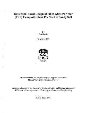 Deflection-based design of fiber glass polymer (FRP) composite sheet pile wall in sandy soil thumbnail