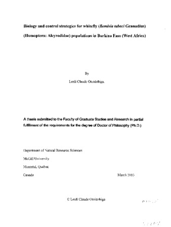 Biology and control strategies for whitefly (Bemisia tabaci Gennadius) (Homoptera:Aleyrodidae) populations in Burkina Faso (West Africa) thumbnail