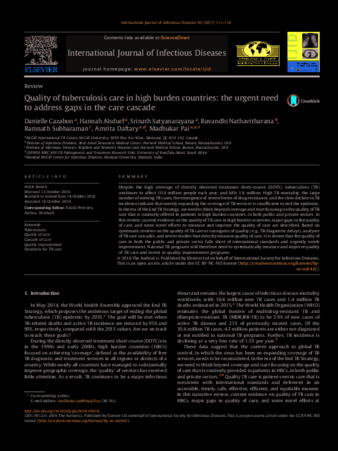 Quality of tuberculosis care in high burden countries: the urgent need to address gaps in the care cascade thumbnail