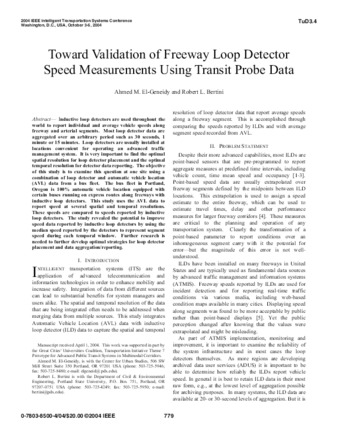 Toward Validation of Freeway Loop Detector Speed Measurements Using Transit Probe Data thumbnail